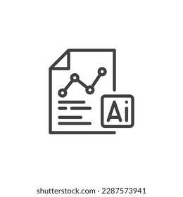 Icono de línea de análisis de IA. signo de estilo lineal para concepto móvil y diseño web. Icono de vector de contorno de inteligencia artificial y análisis de datos. Símbolo, ilustración del logotipo. Gráficos vectoriales