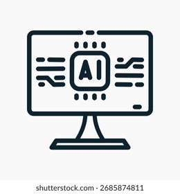 Ícone do AI Analytics em estilo de linha. Perfeito para aplicativos, sites, UI UX, apresentações ou infográficos. Arquivo de ilustração editável com design limpo e design moderno.