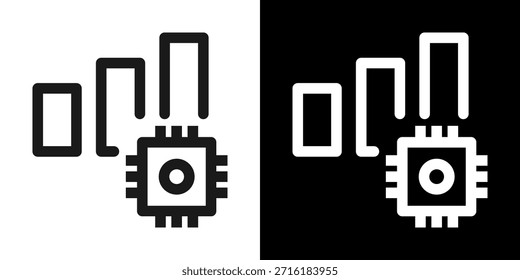 AI Analytics Line Icon In Black And White Style