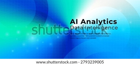 AI analytics vibrant cyan and blue gradient background. Radiant light convergence, subtle geometric circles and grid texture. Modern design for cloud platforms, business analytics, digital innovation