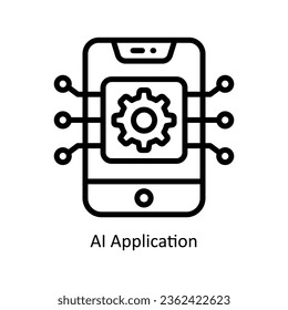 Ai Application vector  outline Icon Design illustration. Artificial intelligence Symbol on White background EPS 10 File
