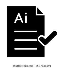 AI approved document icon illustration