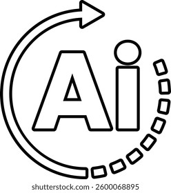 The AI and a arrow pointing to the right In black and white line style