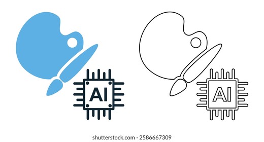 AI art icon vector with a futuristic and creative design. Perfect for artificial intelligence, digital creativity, generative design and modern technology