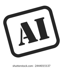 AI or Artifical Intelligence label as a simple black stamp in vector