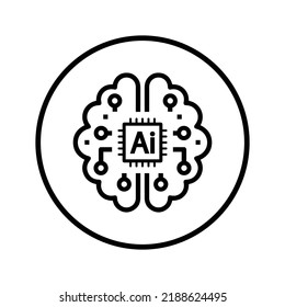 Ai, artificial, brain, chip, intelligence icon. Black vector graphics.