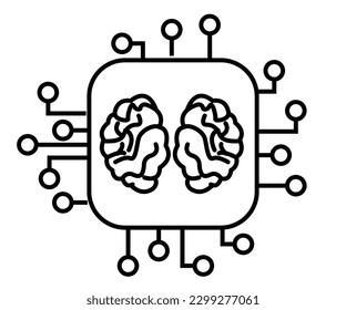Línea vectorial de cerebro artificial 