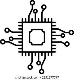 Ia, artificial, icono vector chip sobre fondo transparente. Símbolo Ai de contorno, icono de vector de chip