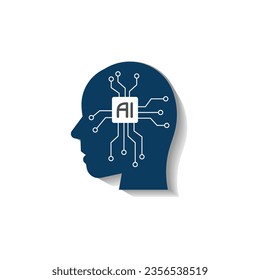 AI Artificial Inteligence Icon, logo, Generative AI, Future Technology, Binary,  traces, human brain and AI 