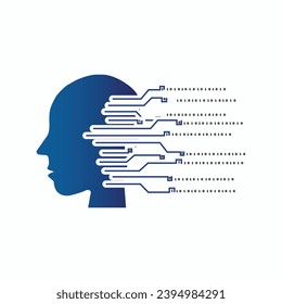 AI Artificial Inteligence Icon, logo, Generative AI, Future Technology, Binary, traces, human brain and AI