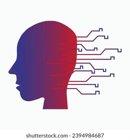 AI Artificial Inteligence Icon, logo, Generative AI, Future Technology, Binary, traces, human brain and AI skull