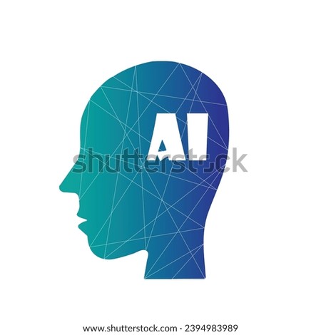 AI Artificial Inteligence Icon, logo, Generative AI, Future Technology, Binary, traces, human brain with text AI