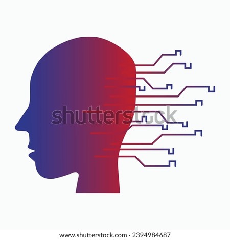 AI Artificial Inteligence Icon, logo, Generative AI, Future Technology, Binary, traces, human brain and AI skull