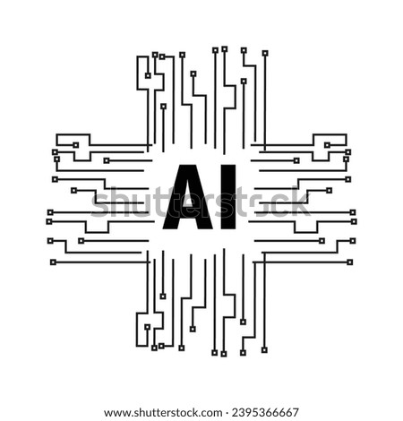 AI Artificial Inteligence Icon, logo, Generative AI, Future Technology, Square Binary Digits AI