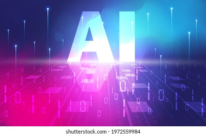 AI Artificial Intelligence Abstract Background Concept, Digital Technology Banner Pink Blue Background Binary Code, Abstract Tech Big Data Analysis, Deep Learning Machine Learning, Illustration Vector