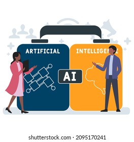 AI - Artificial Intelligence acronym. business concept background.  vector illustration concept with keywords and icons. lettering illustration with icons for web banner, flyer, landing 