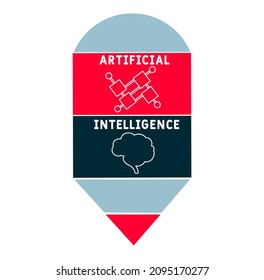 AI - Artificial Intelligence acronym. business concept background.  vector illustration concept with keywords and icons. lettering illustration with icons for web banner, flyer, landing 