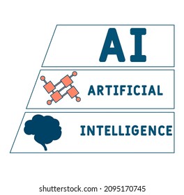 AI - Acrónimo de Inteligencia Artificial. fondo de concepto de negocio.  concepto de ilustración vectorial con palabras clave e iconos. ilustración con iconos para banner web, volante, aterrizaje 