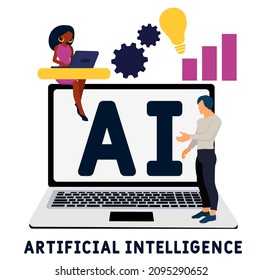 AI - Artificial Intelligence acronym. business concept background.  vector illustration concept with keywords and icons. lettering illustration with icons for web banner, flyer, landing 