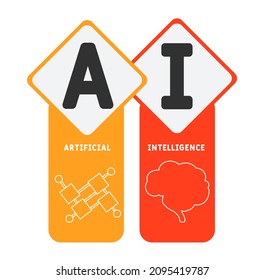 AI - Artificial Intelligence acronym. business concept background.  vector illustration concept with keywords and icons. lettering illustration with icons for web banner, flyer, landing 