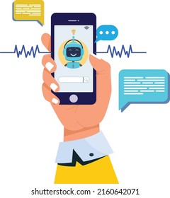 Ai mano de pancarta de inteligencia artificial sostiene robot de smartphone 