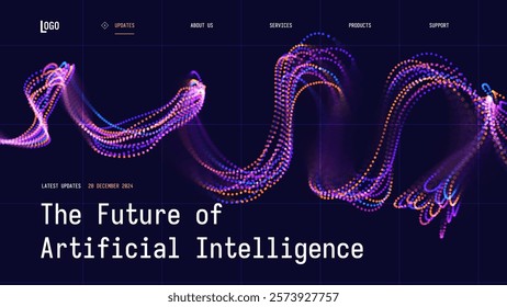 AI Artificial Intelligence Background. Color Abstract Digital Cyberpunk Data Flow Lines. Science Fiction Cyberpunk Vector Illustration.