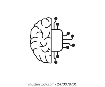 Ai, artificial intelligence, brain icon . Vector illustration.
