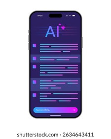 AI Artificial Intelligence Chatbot Application In Mobile Phone User Interface Vector Illustration