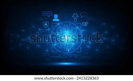 AI (Artificial intelligence) Chatbot chat with AI by input prompt. Futuristic digital technology transformation concept, Machine learning tech analysis globalization information, Vector Illustration