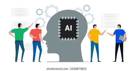AI artificial intelligence chip in head businessman people discuss
