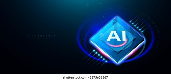 AI, Artificial Intelligence with Chip supercomputer. Futuristic and technology concept. Vector illustration