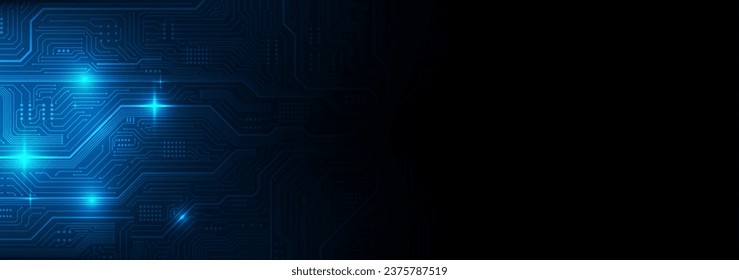 AI Artificial Intelligence chipset on circuit board in futuristic concept suitable for future technology artwork, Web Banner Abstract background, Vector illustration