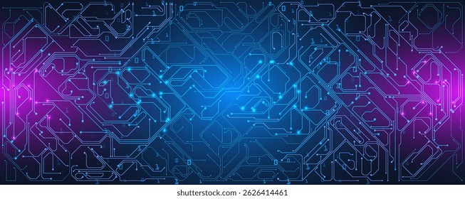 AI Artificial Intelligence chipset on circuit board in futuristic concept suitable for future technology artwork, Web Banner Abstract background, High tech technology geometric and connection system