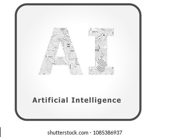 ai artificial intelligence with circuit pattern vector illustration
