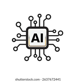 Ai artificial intelligence computer processor chip circuit vector icon template