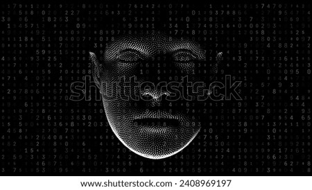 AI. Artificial Intelligence Concept. Abstract Digital Cyberpunk Human Face. Robotics Concept. Science Fiction Cyberpunk Vector Illustration. Anonymous Hacker Face Digital Collage.