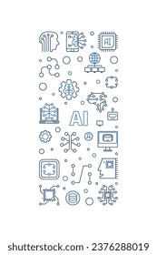 AI Artificial Intelligence concept vector outline vertical banner or illustration