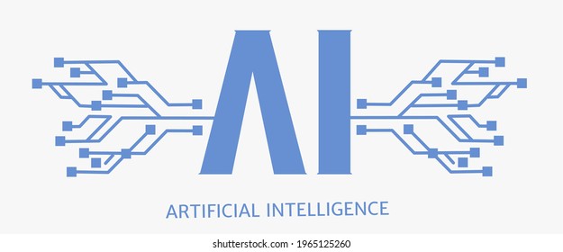 AI artificial intelligence with cool circuit board ornaments.  illustrations for robots, crypto, financial future.  simple flat minimalist vector eps 10