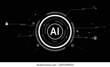 Ai artificial intelligence for cyber technology and futuristic concepts. Video overlay template. Head up display interface with icon and technology design element 