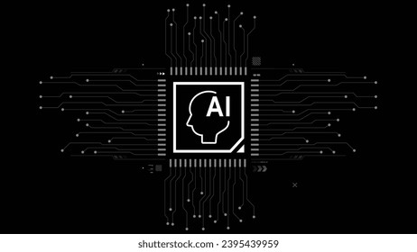 Inteligencia artificial para la cibertecnología y conceptos futuristas. Plantilla de superposición de vídeo. Interfaz de visualización de cabeza con elemento de diseño de icono y tecnología 