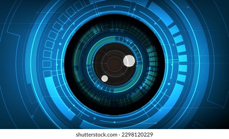 AI artificial Intelligence digital eye, Cyber security technology, Futuristic tech of virtual cyberspace and internet secure surveillance, safety technology scanner, Vector illustration background
