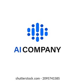 AI Artificial Intelligence Dots Data Brain Vector Abstract Illustration Logo Icon Design Template Element