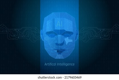 AI ,artificial intelligence. facial recognition. Biometric scanning, 3D scanning. Face ID. scan technology. Polygon vector wireframe vector. 