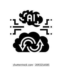 i inteligencia artificial financia tecnología de glifo vector de icono. señal de tecnología de inteligencia artificial de ai para finanzas. símbolo de contorno aislado ilustración negra