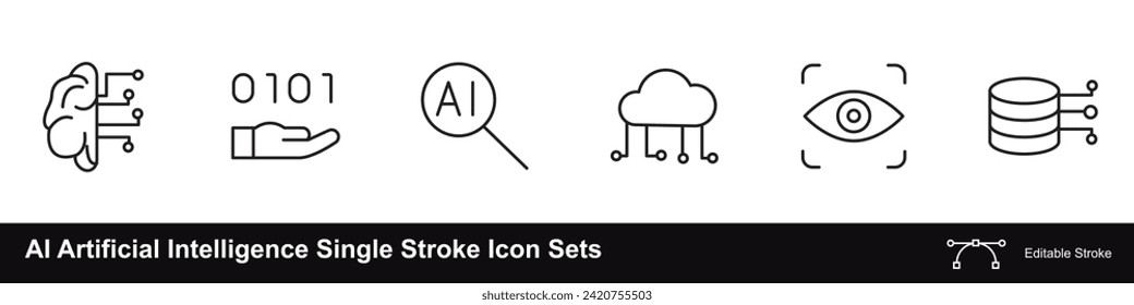 AI Artificial Intelligence future world editable stroke icons sets