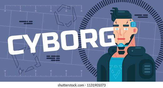 AI. Artificial Intelligence, futuristic robot flat style vector