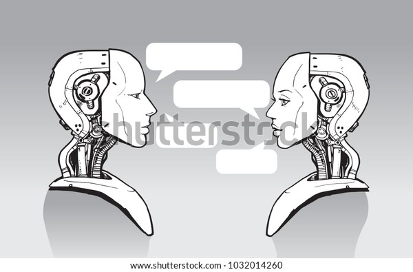 Ai Artificial Intelligence Futuristic Robot Handdrawn Stock Vector ...