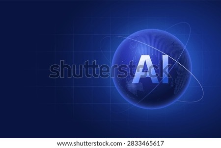 AI artificial intelligence global technology 3D digital globe data center background with copyspace. Concept of cyber future network, big data, machine learning world connection and innovation system.