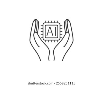 Ai, artificial intelligence, hand icon. Vector illustration.