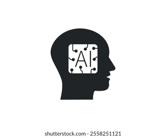 Ai, artificial intelligence, head icon. Vector illustration.
